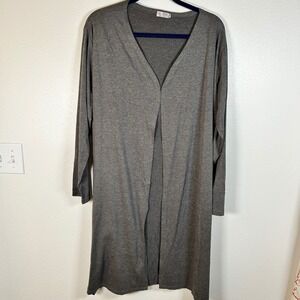 BLUETIME Womens Grey Long Sleeve Open Front Cardigan Duster Size 3XL